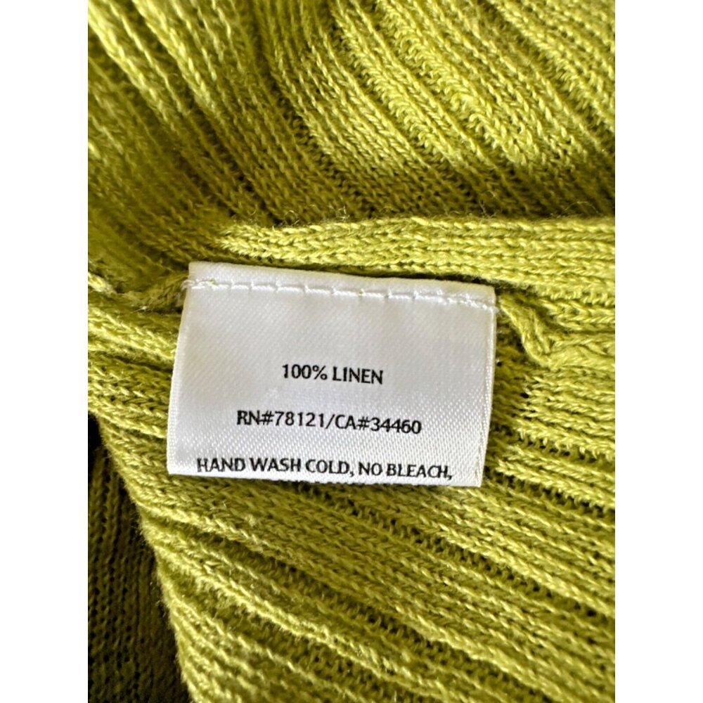 🖤EILEEN FISHER womens L Green 100% Linen Pullover Sweater Quiet Luxury Preppy - Picture 6 of 6